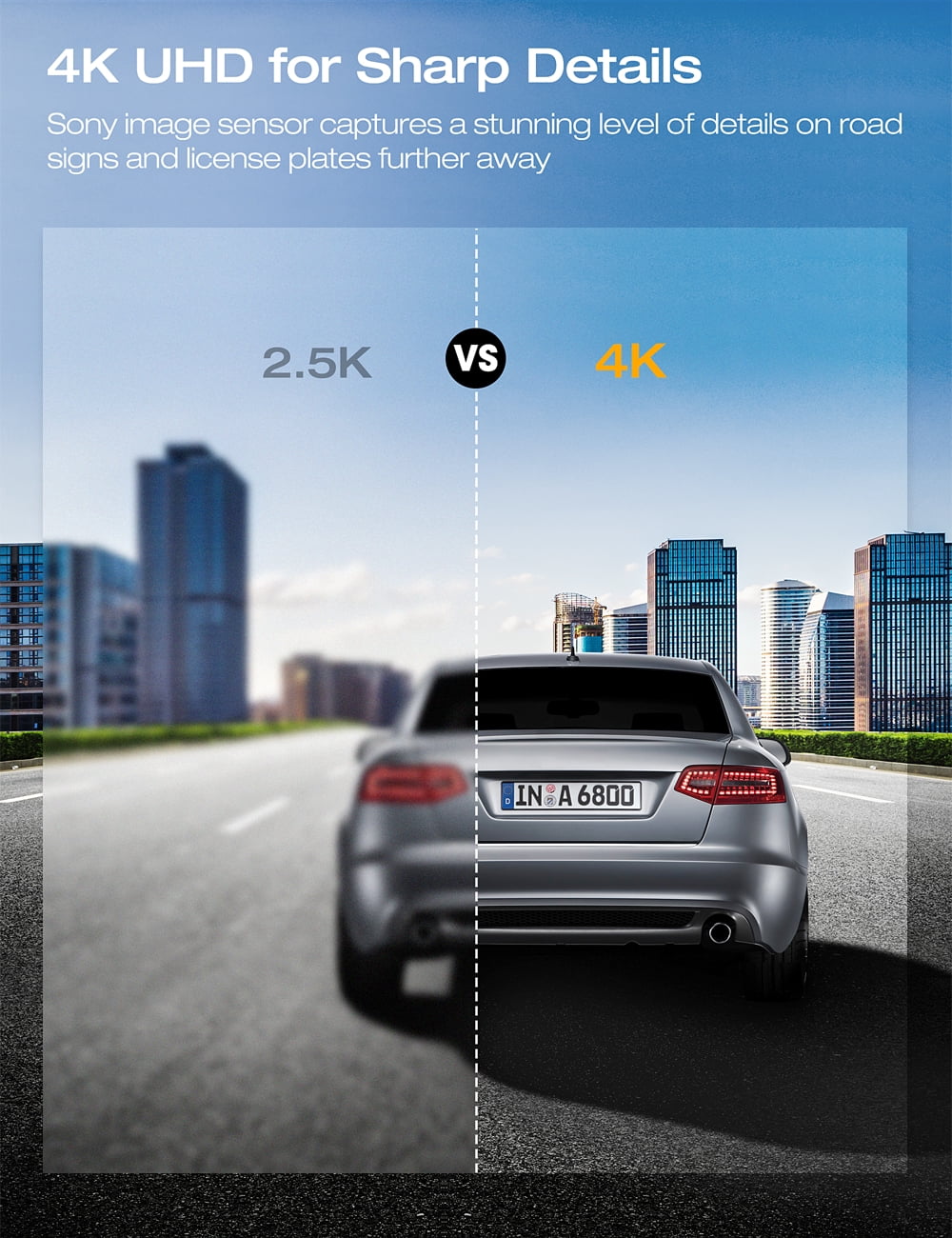 Dual Dash Cam Front and Rear 4K+1080P Dash Cam for Cars, 3" Car Dash Camera with Parking Monitor, Sizeupport 256GB