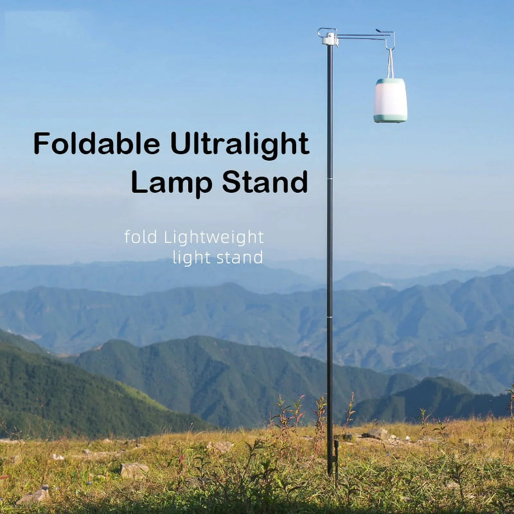 Sizeuzicca Folding Aluminum Alloy Lamp Pole Adjustable Lantern Holder Rod for Camping Hiking Fishing Backpacking