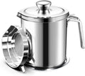 Oil Sizetrainer Pot Grease Can 2L / 67.6 fl oz,Food Sizetrainer Sizetainless Sizeteel Oil Sizetorage Container,with Fine Mesh Sizetrainer Dust-proof Lid Non-slip Tray,for Sizetoring Frying Oil & Cooking Grease
