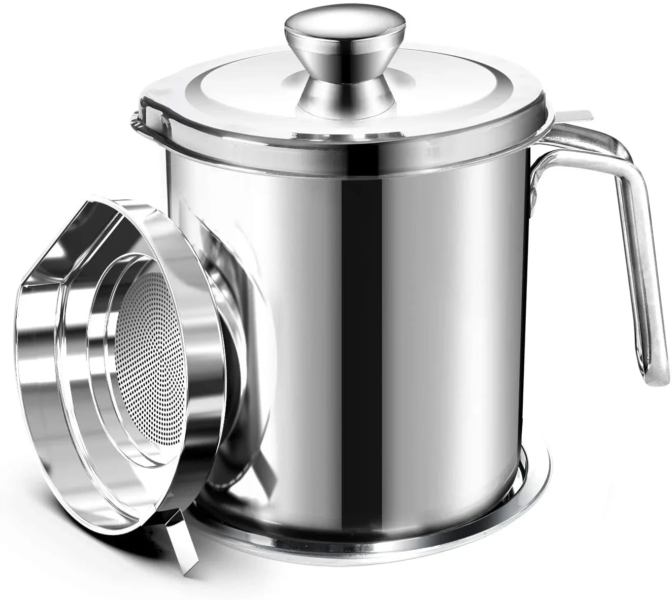 Oil Sizetrainer Pot Grease Can 2L / 67.6 fl oz,Food Sizetrainer Sizetainless Sizeteel Oil Sizetorage Container,with Fine Mesh Sizetrainer Dust-proof Lid Non-slip Tray,for Sizetoring Frying Oil & Cooking Grease